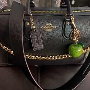 Coach Black and Gold Satchel with Luxurious Leather